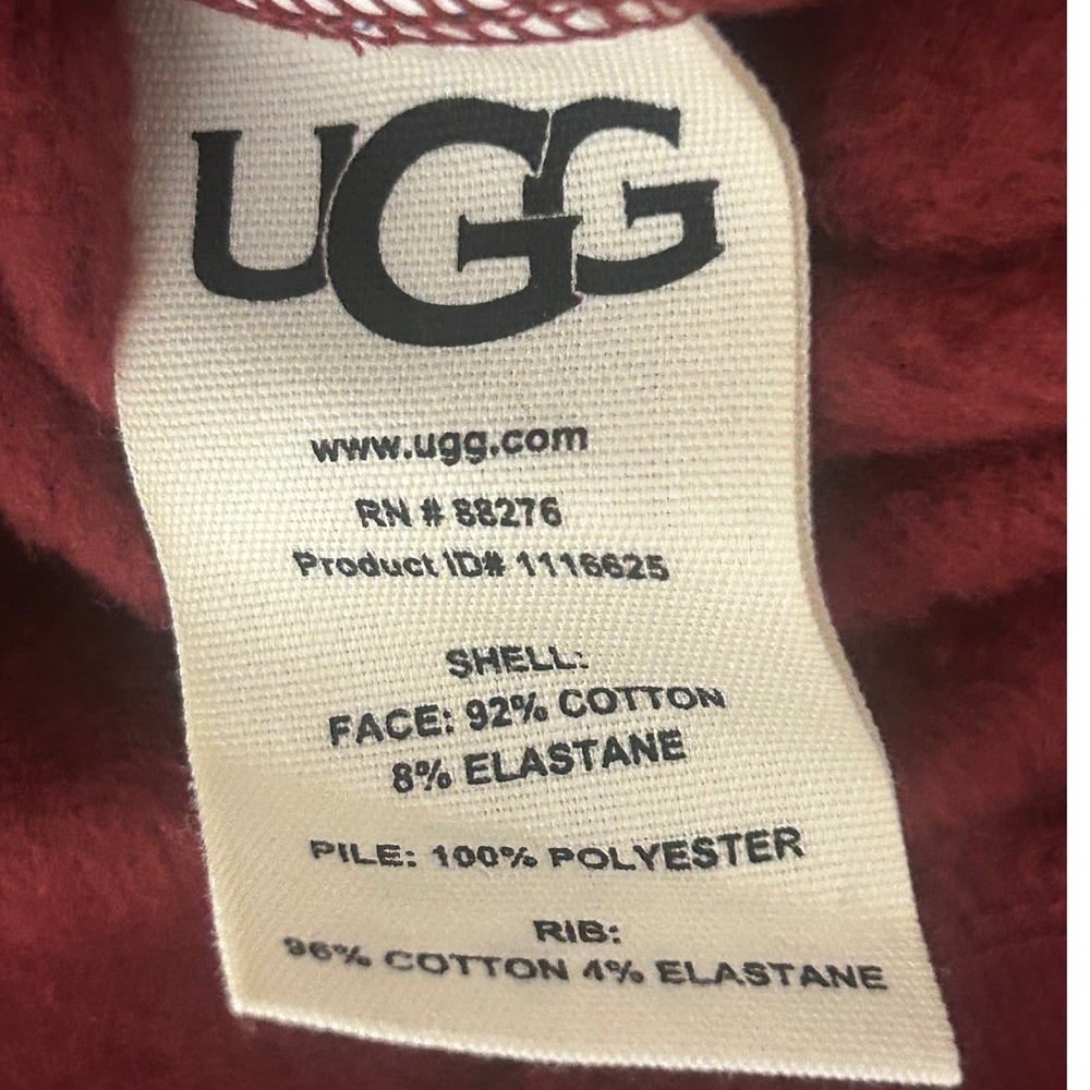 UGG Quarter Zip Pullover Men XL Burgundy Excellence Fleece Lined Cotton Blend - Picture 2 of 8